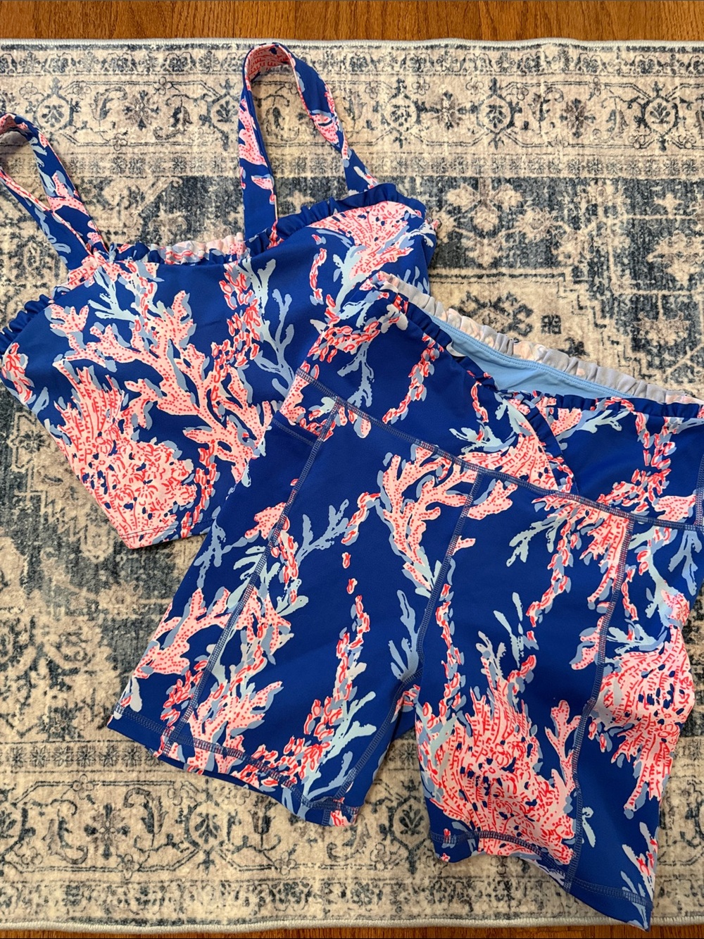 Lilly Pulitzer Navy Blue Coral-Print Sports Bra & Shorts